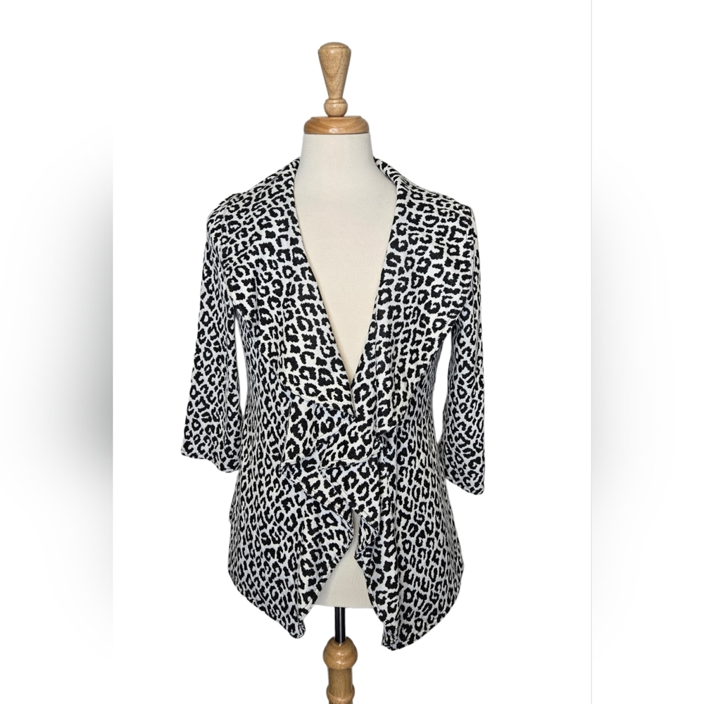 Calvin Klein Animal Print Blazer Women’s 10 Black White Lined‎ MobWife Style